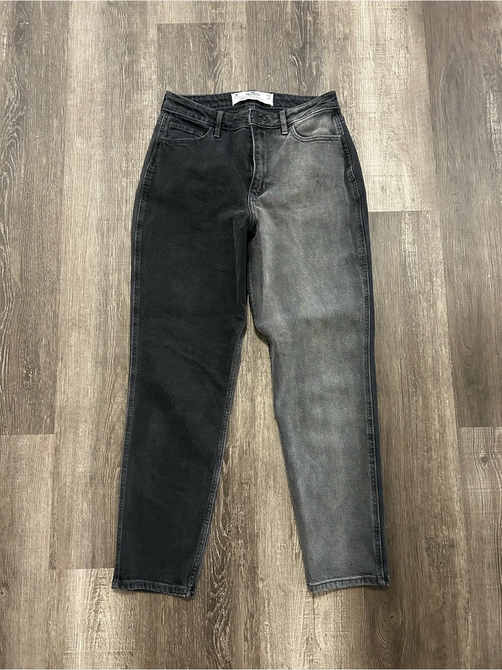 hollister curvy two-tone mom jeans black gray y2k